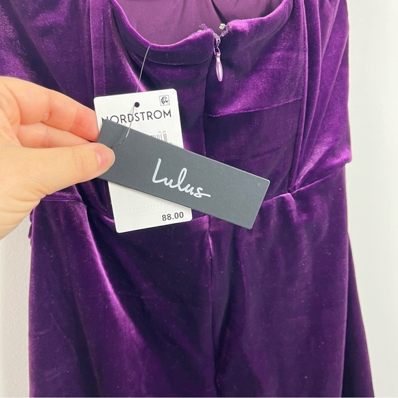 Lulus Glamorous Celebrations Dark Purple Velvet Strapless Tulip Dress NWT Plum - Picture 6 of 8